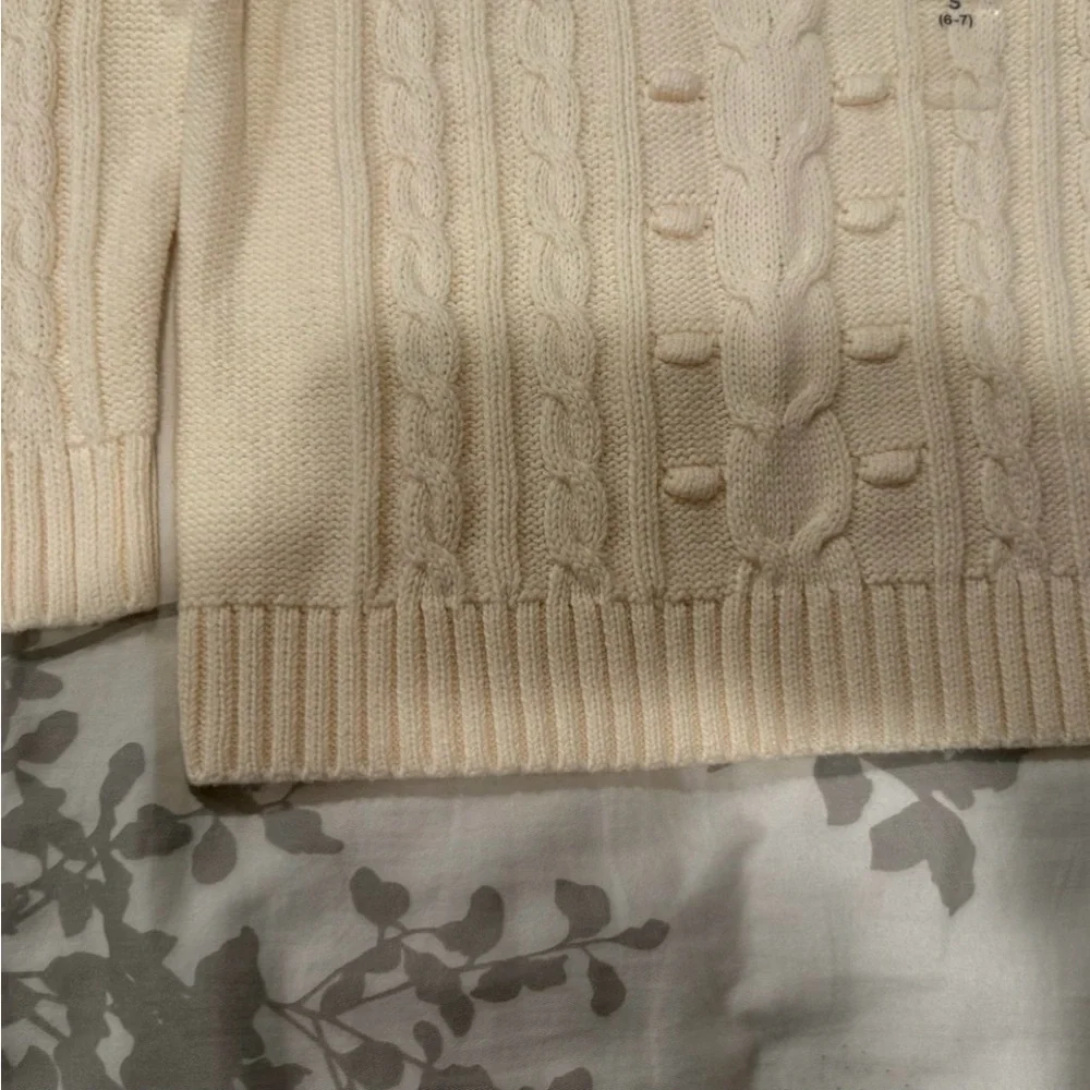 Gap Kids Girls 100% Cotton Cable Sweater in Ivory Frost size S (6-7)